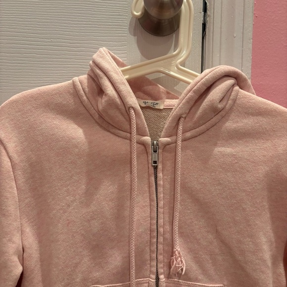 Brandy Melville Crystal Pink Cropped Zip Hoodie - Picture 2 of 6